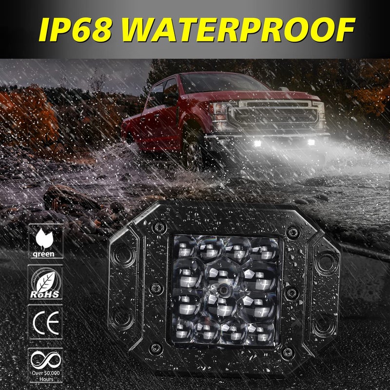 AKD Part Flush Mount LED Pods, 2pcs 84W Flush Mount LED Bumper Fog Lights Spot Beam Backup Reverse Lights Off Road Driving Light for Trucks Pickup UTV ATV Boat - Image 5